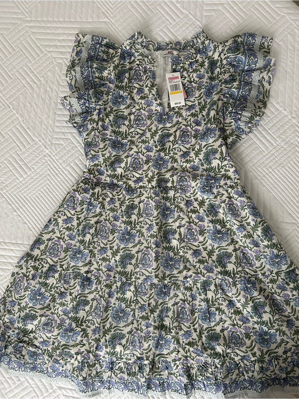 NWT Vineyard Vines  Women's Anegada Tiered Ruffle-Sleeve Marshmallow Dress Sz M - Picture 2 of 4